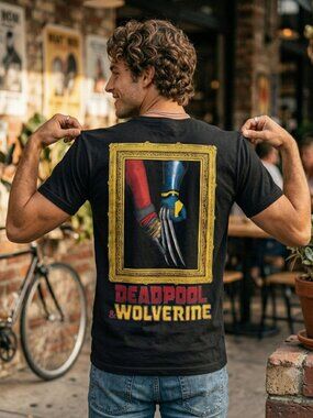 Mad Engine Deadpool & Wolverine Best Friends Graphic Tee Black Medium